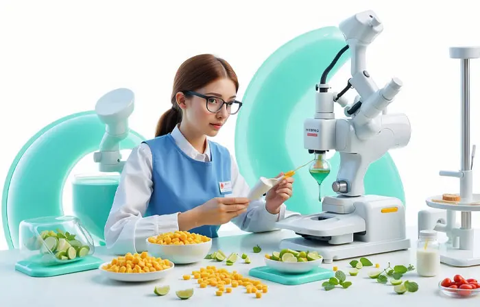 Biologist Analyzing for Agriculture Expertise Using a Microscope Cute 3D Character Illustration